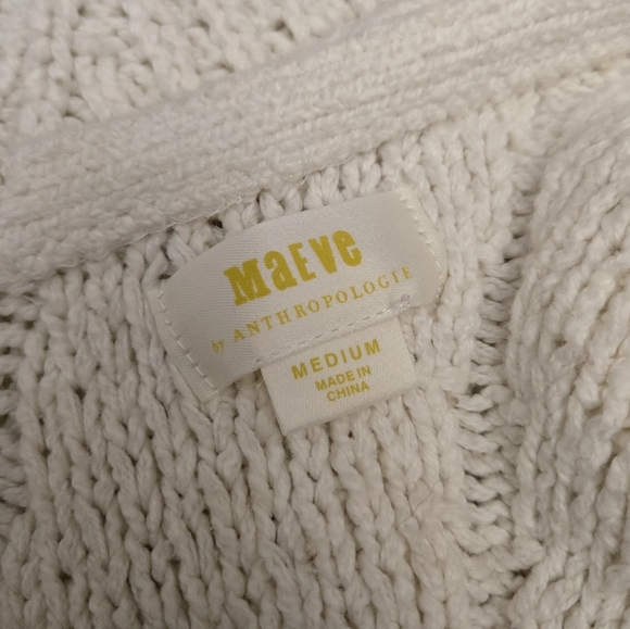 maeve white knit sweater with sheer sleeves - Picture 4 of 6